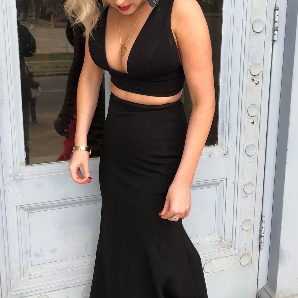 Solid black prom dress